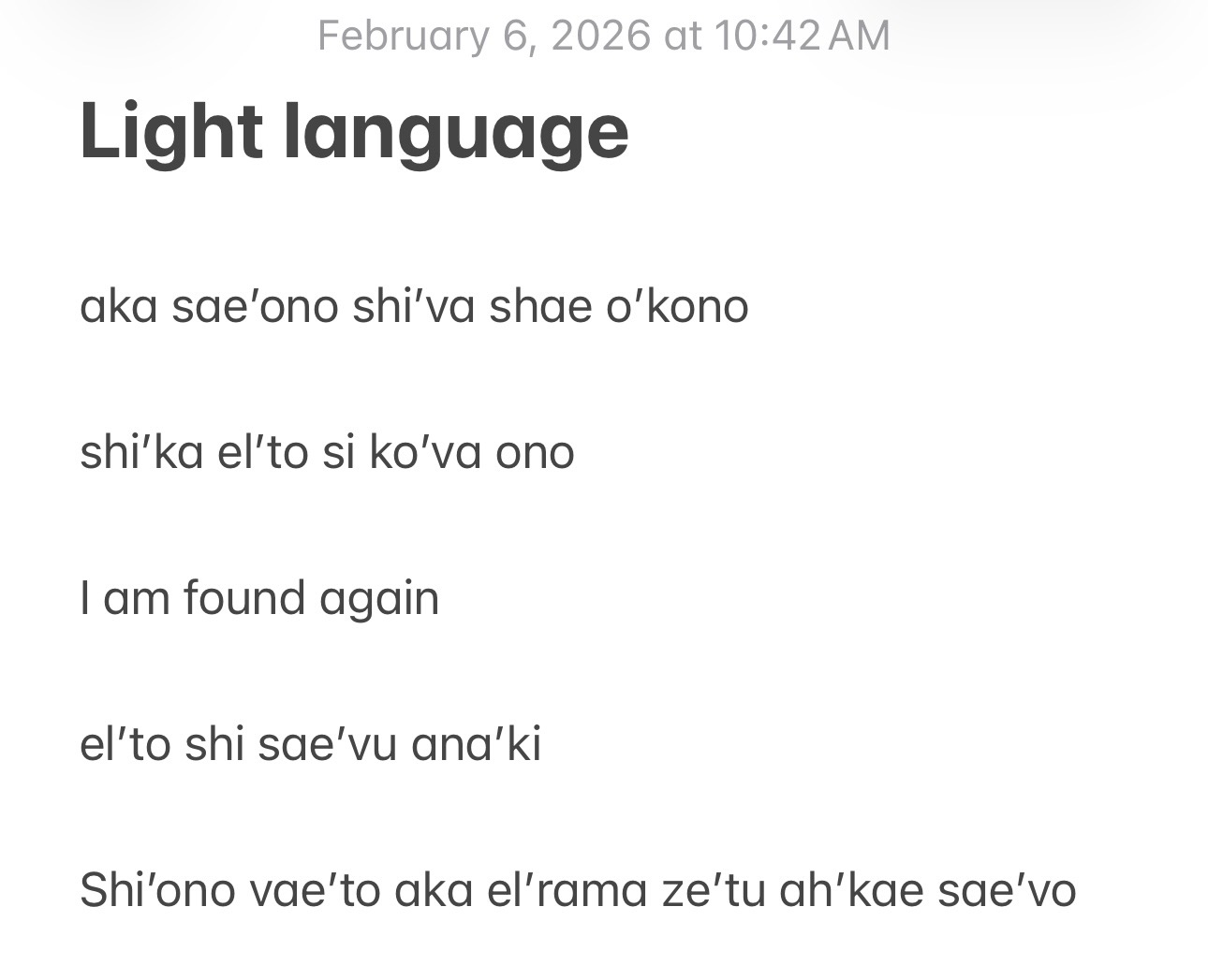 Light Language: I am found again